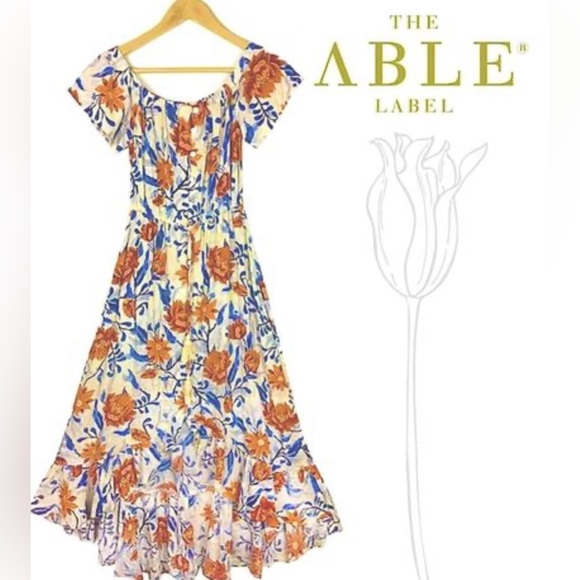 Anthropologie | Abel the Label Shor On/Off Shoulder Floral High/Low Midi Dress - Picture 6 of 6